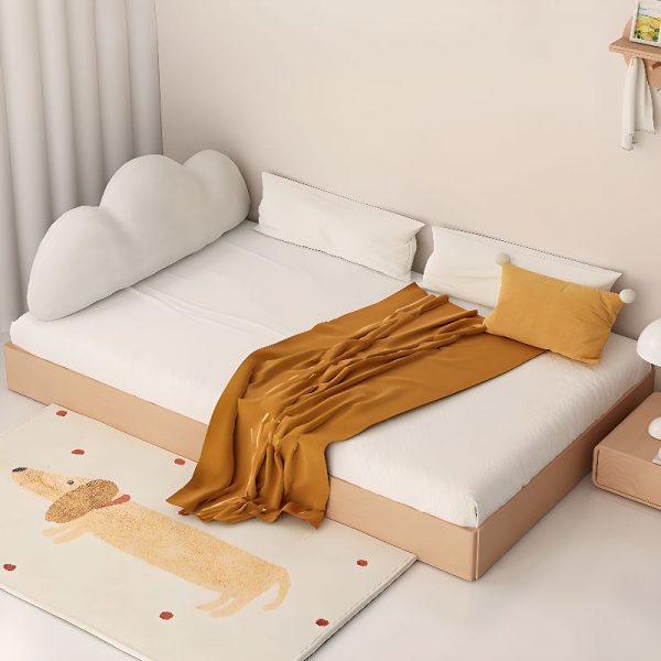 "Unfinished Color Art Deco Pine Wood Standard Children Bed with Mattress for Gender Neutral"