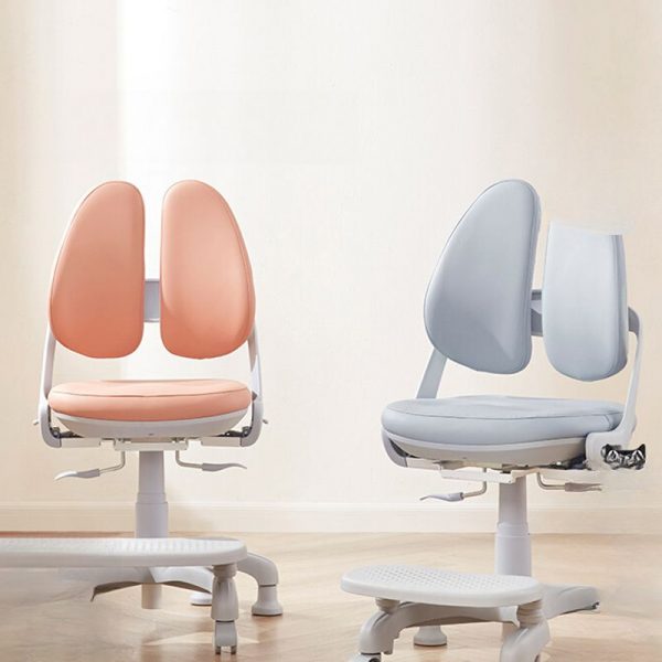 "Solid Color Upholstered Adjustable Height Kids Chair Faux Leather Upholstered Chair(s) with Wheels"