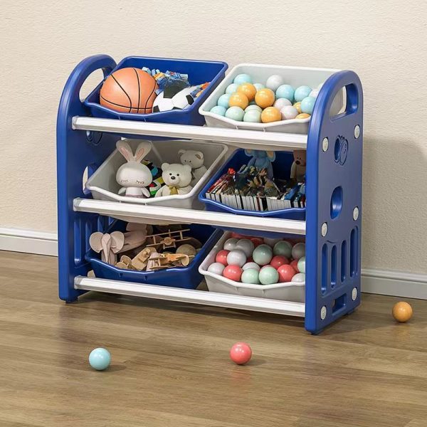 "Modern Simple Style Polymer Compound Standard Kids Bookshelf, Horizontal, Open Back, Anti-slip, Unfixed Installation"