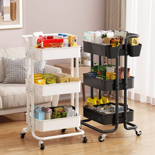 "Polymer Compound Standard Children's Bookshelf, Vertical, Open Back, Locking Rollers, Double-sided, with 3 Bins"