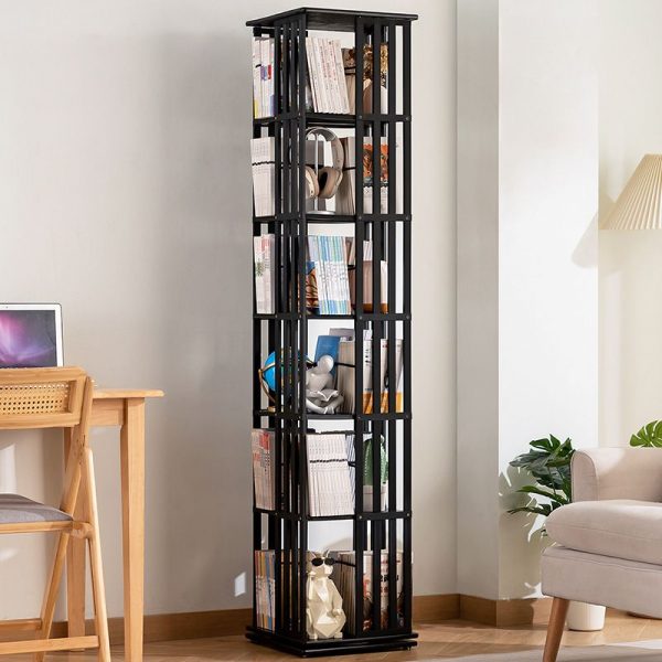 "Art Deco Timber Vertical Standard Children's Bookshelf Rotating with Open Back and 6 Shelves/5 Shelves"