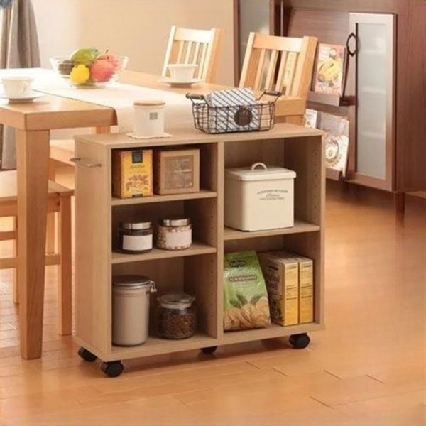 "Standard Children's Bookshelf on Casters with 5 Timber Shelves, Vertical Orientation, Scratch-tolerant, Closed Back"