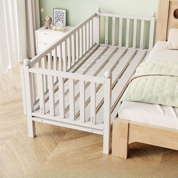 "Contemporary Iron Standard Kids Bed with Cotton Upholstery & Coir Mattress for All Genders, Including Guardrail"